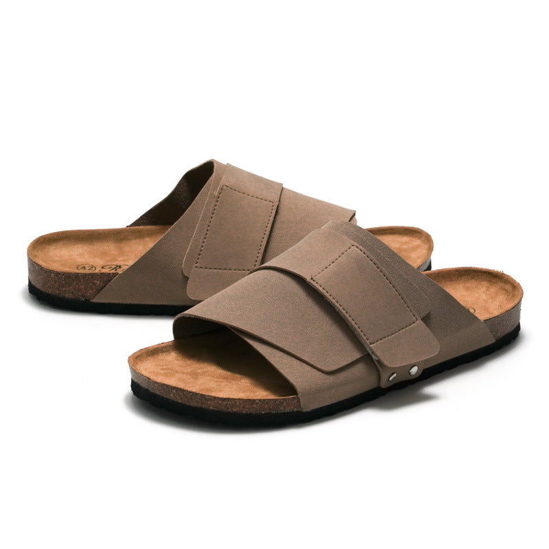 Leo | Couple Beach Wear Leather Surface Cork Sandals