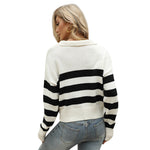 Addison | Cotton Knitted Top Women Loose Striped Contrast Color Pullover