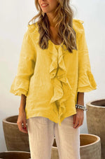 Alexis | Fashion V-neck Ruffled Sleeve Ruffled Loose Casual