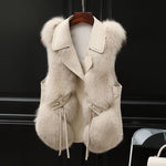 Sierra | Elegant Patchwork Faux Fox Fur Vest Jacket