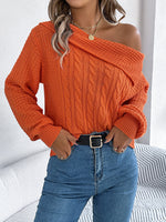 Alix | Lapel Off-the-shoulder Twist Long Sleeve Pullover