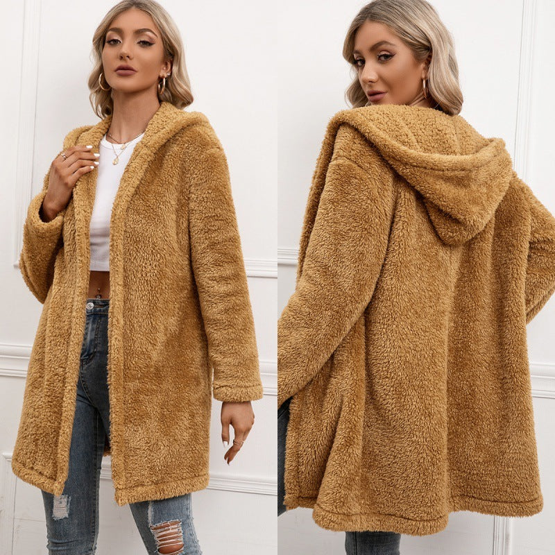 Mia | Lambswool Midi Cardigan Hooded Trench Coat