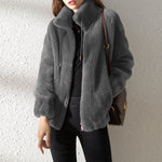 Elena | Double Faced Fleece Warm High Neck Sweater Women Cardigan