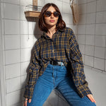 Stella | Autumn American Brown Plaid Shirt Women's