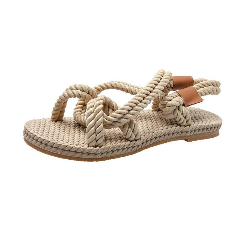 Oriane | Women's Linen Woven Hemp Rope Sandals Beach Shoes