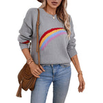 Capucine | Rainbow Stripes European And American Style Loose Pullover Women