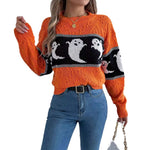 Noémie | Halloween Ghost Contrast Color Knitted Long-sleeved Pullover