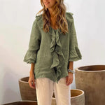 Alexis | Fashion V-neck Ruffled Sleeve Ruffled Loose Casual