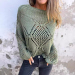 Piper | European And American Leisure Loose Hollow Out Sweater Round Neck Knitted Top