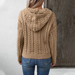 Marion | Hooded Pullover Women's Button Cable-knit Sweater