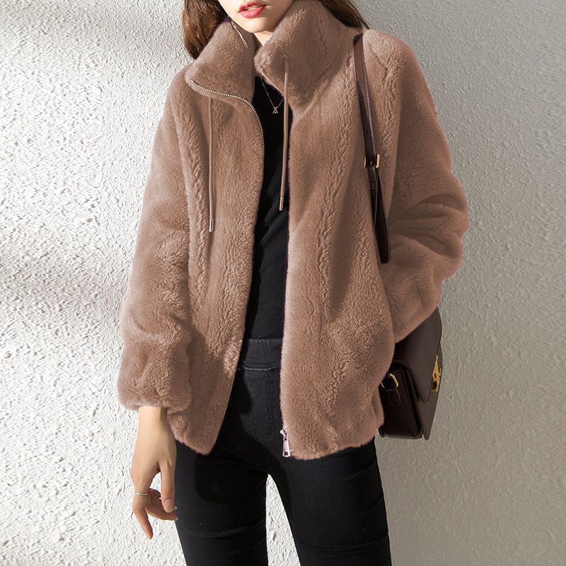 Elena | Double Faced Fleece Warm High Neck Sweater Women Cardigan