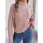 Maren | Loose High Collar Twist Long Sleeve Knitted Pullover Sweater