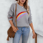 Capucine | Rainbow Stripes European And American Style Loose Pullover Women