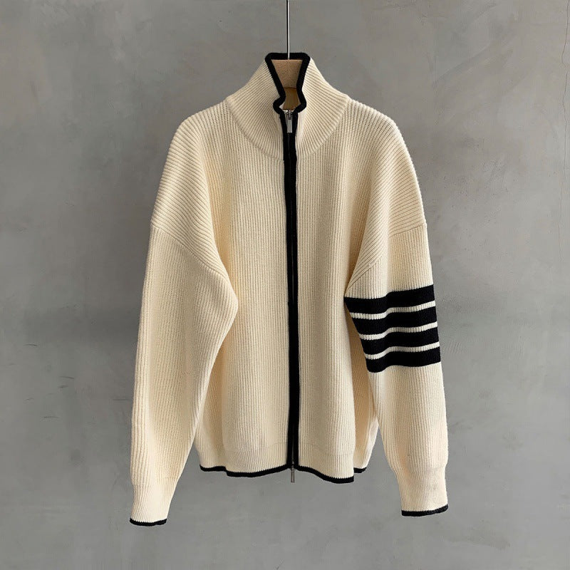 Aiden | Lightly Mature Turtleneck Cardigan Trendy Stand Collar Sweater