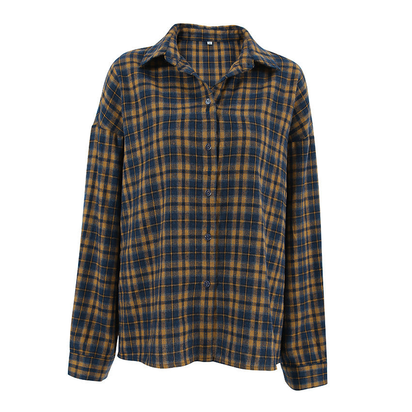 Stella | Autumn American Brown Plaid Shirt Women's