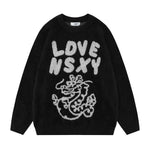 Nancy | Letter Dragon Jacquard And Fleece Lining Sweater Autumn And Winter