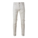 Barrett | Men White Hole Patch Stretch Slim Jeans