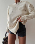 Maisie | Loose Pullover Top Women's Hand Frayed Round Neck Sweater