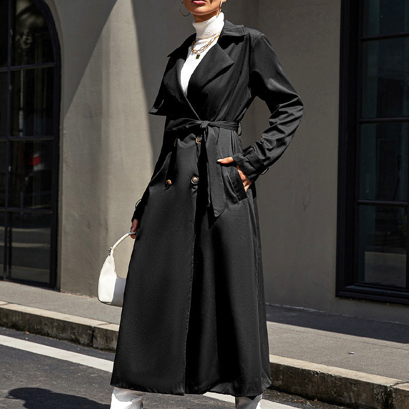 Sophia | Mid-Length High-Grade Large Lapel Lace-Up Coat