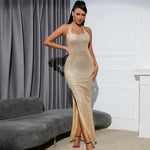 Julia | Foreign Trade Women's Clothing Split Sequins Dress Evening Long Dress