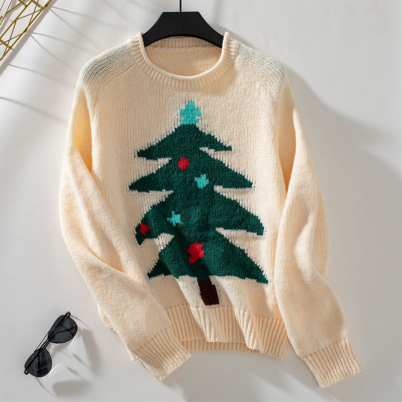 Willow | Christmas Tree Pullover Women's Round Neck Loose Sweater