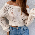 Salomé | Pullover Short Off-neck Off-the-shoulder Hollow-out Sweater