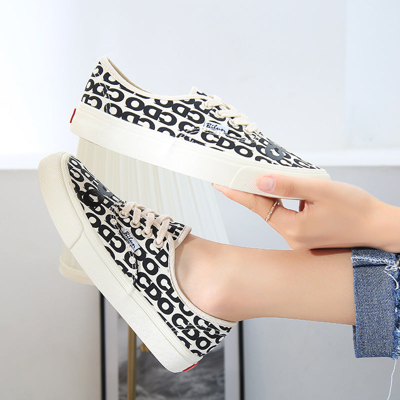 Lacey | Low Cut Men And Women Letter Couple Canvas Shoes Laces