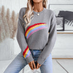 Capucine | Rainbow Stripes European And American Style Loose Pullover Women