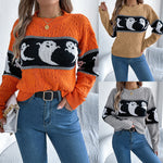 Noémie | Halloween Ghost Contrast Color Knitted Long-sleeved Pullover