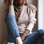 Estelle | Ladies Turtleneck Lamb Sleeve Sweater