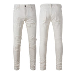 Barrett | Men White Hole Patch Stretch Slim Jeans