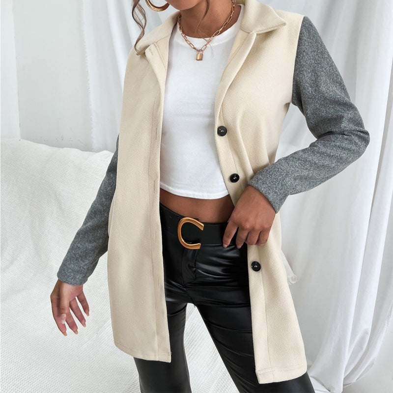 Mila | Modern Color Block Single-Breasted Trench Coat