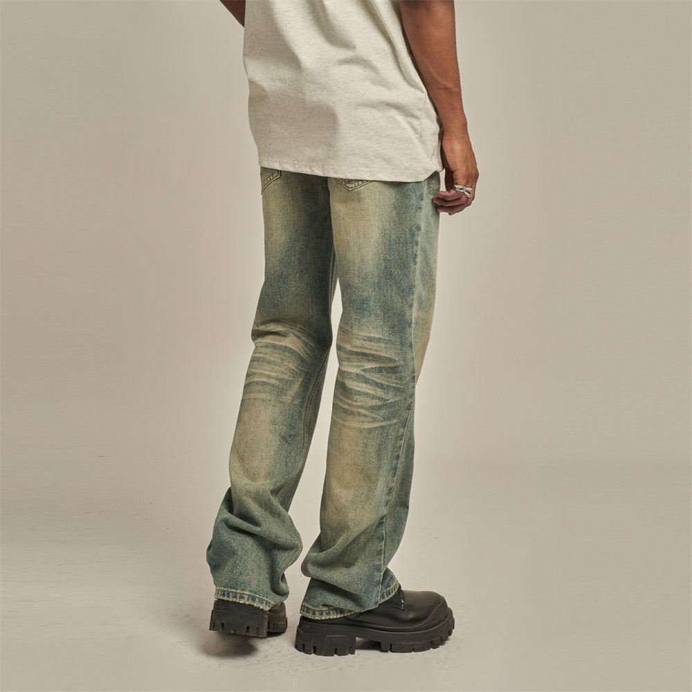 Gabriel | Gradient Wash Denim Straight-leg Trousers Men's Punk