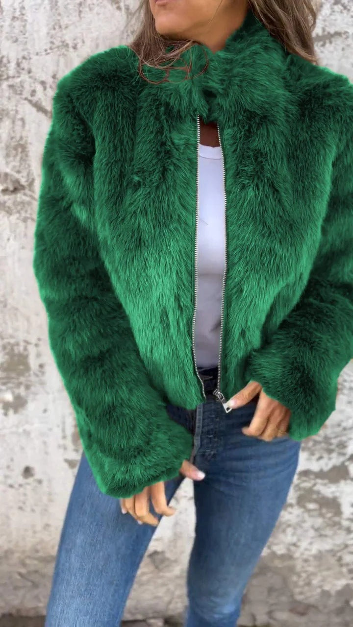 Lily | Imitation Fur Turtleneck Zipper Jacket