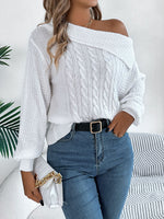 Alix | Lapel Off-the-shoulder Twist Long Sleeve Pullover