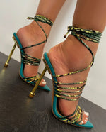 Pearl | High Heel Metal Chain Braided Strap Roman High-Top Sandals