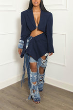 Cameron | Sexy Short Suit Denim Lace Skirt Suit