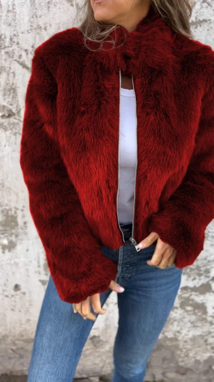 Lily | Imitation Fur Turtleneck Zipper Jacket